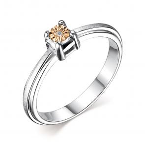 Серебряное кольцо Алькор с золотой накладкой и бриллиантом 01-3011/000Б-00 фото