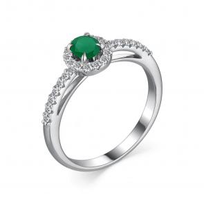Серебряное кольцо АЛЬКОР с фианитом и агатом 01-3026/00АГ-00 фото