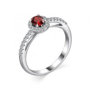 Серебряное кольцо АЛЬКОР с фианитом и гранатом 01-3026/00ГР-00 фото