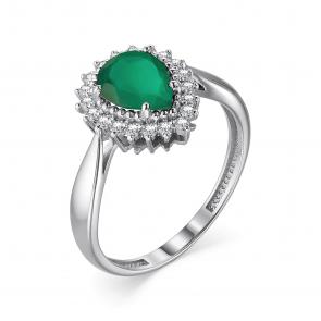 Серебряное кольцо АЛЬКОР с фианитом и агатом 01-3027/00АГ-00 фото