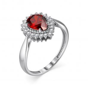 Серебряное кольцо АЛЬКОР с фианитом и гранатом 01-3027/00ГР-00 фото
