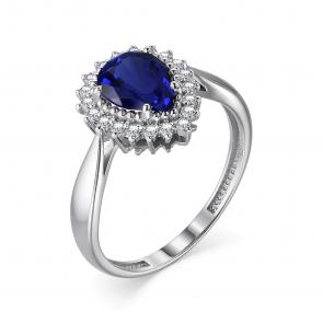 Серебряное кольцо АЛЬКОР с фианитом и гидротермальным сапфиром 01-3027/0ГТС-00 фото