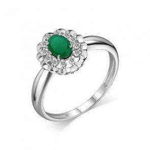Серебряное кольцо АЛЬКОР с фианитом и агатом 01-3029/00АГ-00 фото