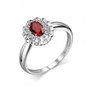Серебряное кольцо АЛЬКОР с фианитом и гранатом 01-3029/00ГР-00 фото
