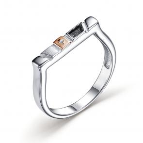Серебряное кольцо АЛЬКОР с золотой накладкой и бриллиантом 01-3118/000Б-17 фото