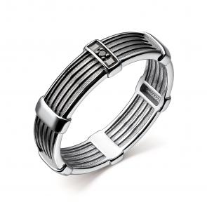 Серебряное кольцо АЛЬКОР с чёрным бриллиантом 01-3170/00ЧБ-17 фото