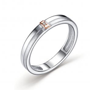 Серебряное кольцо АЛЬКОР с золотой накладкой и бриллиантом 01-3270/000Б-00 фото
