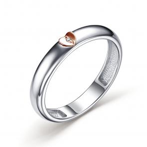 Серебряное кольцо Алькор с золотой накладкой и бриллиантом 01-3274/000Б-00 фото