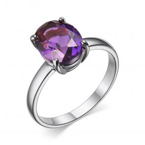 Серебряное кольцо АЛЬКОР с аметистом 01-3276/00АМ-00 фото
