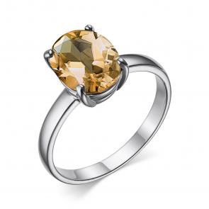 Серебряное кольцо АЛЬКОР с цитрином 01-3276/00ЦТ-00 фото