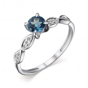 Серебряное кольцо АЛЬКОР с фианитом и Лондон топазом 01-3317/00ТЛ-00 фото