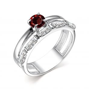 Серебряное кольцо АЛЬКОР с фианитом и гранатом 01-3377/00ГР-00 фото