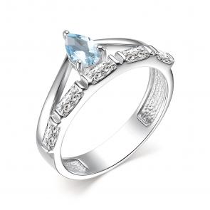 Серебряное кольцо АЛЬКОР с топазом и фианитом 01-3378/00ТБ-00 фото