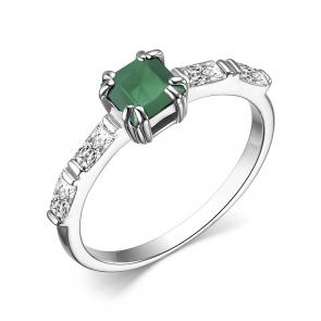 Серебряное кольцо АЛЬКОР с фианитом и агатом 01-3379/00АГ-00 фото