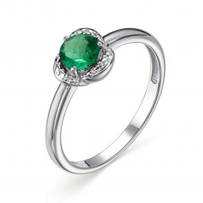 Серебряное кольцо АЛЬКОР с изумрудом 01-3439/000И-00 фото