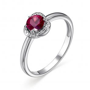 Серебряное кольцо АЛЬКОР с рубином 01-3439/000Р-00 фото