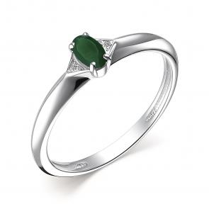 Серебряное кольцо АЛЬКОР с бриллиантом и агатом 01-3468/БРАГ-00 фото