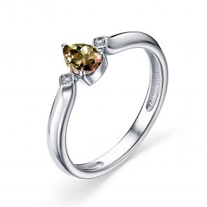 Серебряное кольцо АЛЬКОР с султанитом и бриллиантом 01-3470/БРСТ-00 фото
