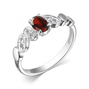 Серебряное кольцо АЛЬКОР с фианитом и гранатом 01-3473/00ГР-00 фото