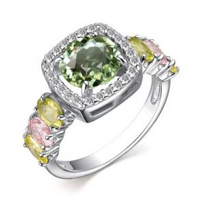 Серебряное кольцо АЛЬКОР с фианитом и шпинелью 01-3477/00ШТ-00 фото