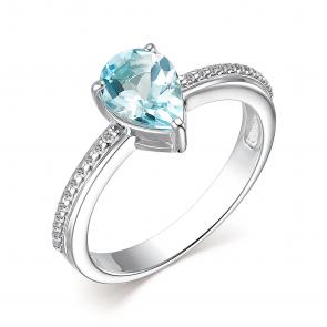 Серебряное кольцо АЛЬКОР с топазом и фианитом 01-3486/00ТБ-00 фото