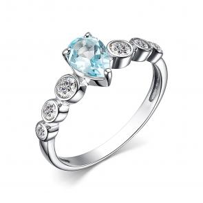 Серебряное кольцо АЛЬКОР с топазом и фианитом 01-3500/00ТБ-00 фото