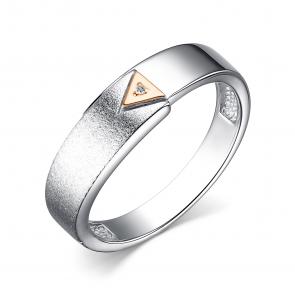 Серебряное кольцо АЛЬКОР с золотой накладкой и бриллиантом 01-3502/000Б-00 фото