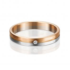 Обручальное кольцо 3,5 мм из комбинированного золота Platina с фианитом 01-3505-00-401-1111-21 фото