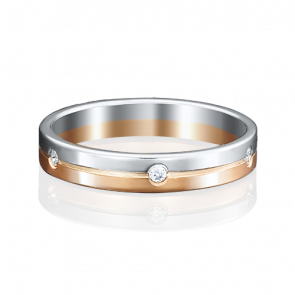 Обручальное кольцо из комбинированного золота Platina с фианитом 01-3508-00-401-1111-21 фото