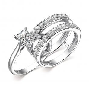 Серебряное кольцо-трансформер АЛЬКОР с фианитом 01-3611/00КЦ-00 фото