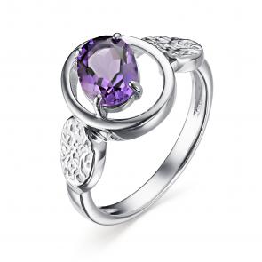 Серебряное кольцо АЛЬКОР с аметистом 01-3633/00АМ-00 фото