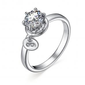 Серебряное кольцо АЛЬКОР с фианитом 01-3646/00СВ-00 фото