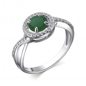Серебряное кольцо АЛЬКОР с фианитом и агатом 01-3686/00АГ-00 фото
