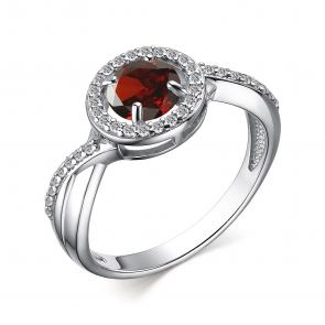 Серебряное кольцо АЛЬКОР с фианитом и гранатом 01-3686/00ГР-00 фото