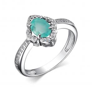 Серебряное кольцо АЛЬКОР с фианитом и агатом 01-3687/00МА-00 фото