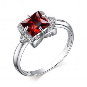 Серебряное кольцо АЛЬКОР с фианитом и гранатом 01-3688/00ГР-00 фото