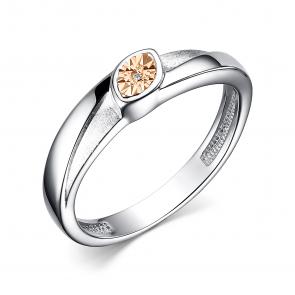 Серебряное кольцо АЛЬКОР с золотой накладкой и бриллиантом 01-3712/000Б-00 фото