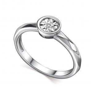 Серебряное кольцо АЛЬКОР с бриллиантом 01-3729/000Б-00 фото