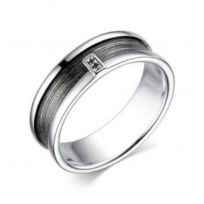 Кольцо из черненого серебра АЛЬКОР с чёрным бриллиантом 01-3836/00ЧБ-17 фото