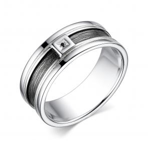 Кольцо из черненого серебра АЛЬКОР с чёрным бриллиантом 01-3837/00ЧБ-17 фото