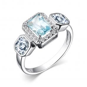 Серебряное кольцо АЛЬКОР с топазом и фианитом 01-3857/00ТБ-00 фото