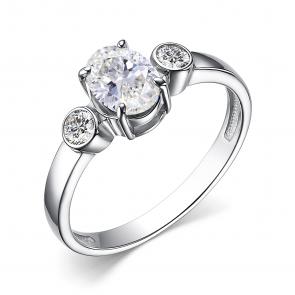 Серебряное кольцо АЛЬКОР с фианитом и горным хрусталём 01-3860/00ГХ-00 фото