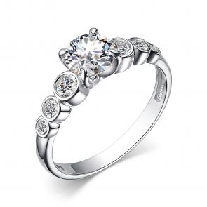 Серебряное кольцо АЛЬКОР с фианитом 01-3867/00КЦ-00 фото