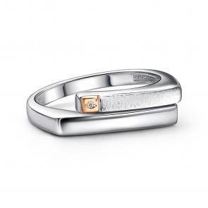 Серебряное кольцо Алькор с золотой накладкой и бриллиантом 01-3892/000Б-00 фото