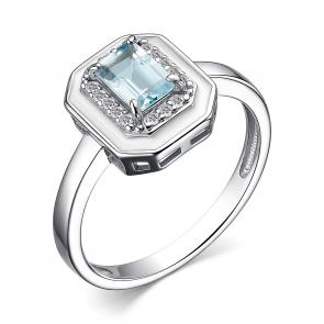 Серебряное кольцо АЛЬКОР с топазом, фианитом и эмалью 01-3897/00ТБ-00 фото