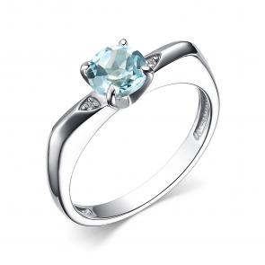 Серебряное кольцо АЛЬКОР с топазом и бриллиантом 01-3951/БРТБ-00 фото