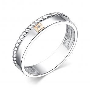 Серебряное кольцо АЛЬКОР с золотой накладкой и бриллиантом 01-3954/000Б-00 фото