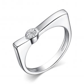 Серебряное кольцо АЛЬКОР с бриллиантом 01-3989/000Б-00 фото