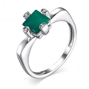 Серебряное кольцо АЛЬКОР с фианитом и агатом 01-4002/00АГ-00 фото
