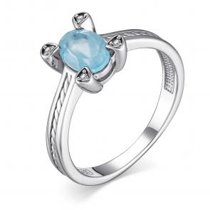 Серебряное кольцо АЛЬКОР с фианитом и агатом 01-4003/00ГА-00 фото